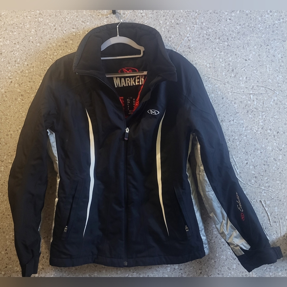"Marker" Ski Jacket, Black/White, Red Mesh Interior Size 10